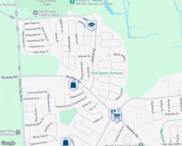 map of restaurants, bars, coffee shops, grocery stores, and more near 7665 Great Muskrat in Liverpool