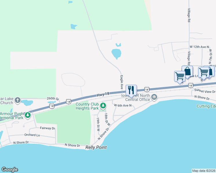 map of restaurants, bars, coffee shops, grocery stores, and more near 1720 U.S. 18 in Clear Lake