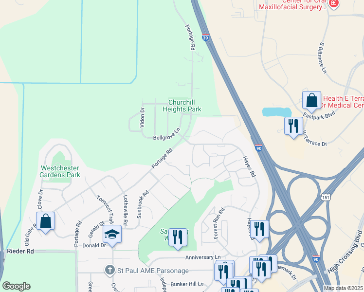 map of restaurants, bars, coffee shops, grocery stores, and more near 4401 Bellgrove Lane in Madison