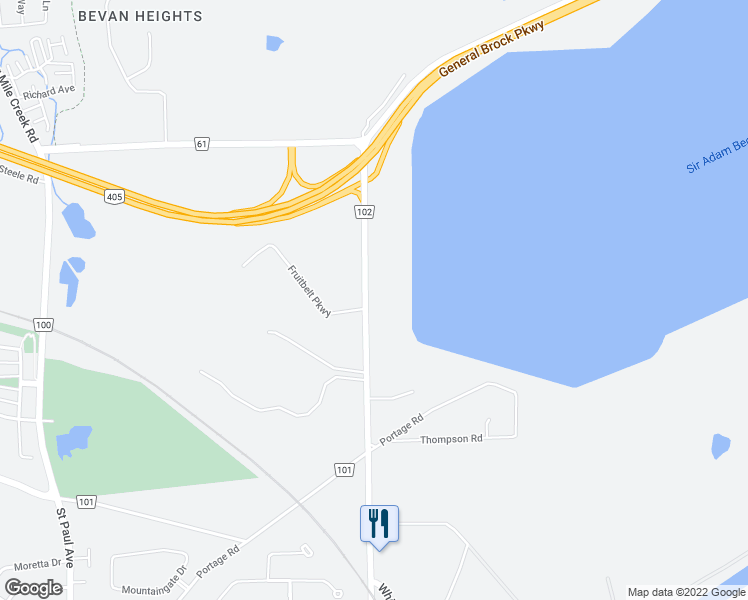 map of restaurants, bars, coffee shops, grocery stores, and more near 2058 Stanley Avenue in Niagara Falls