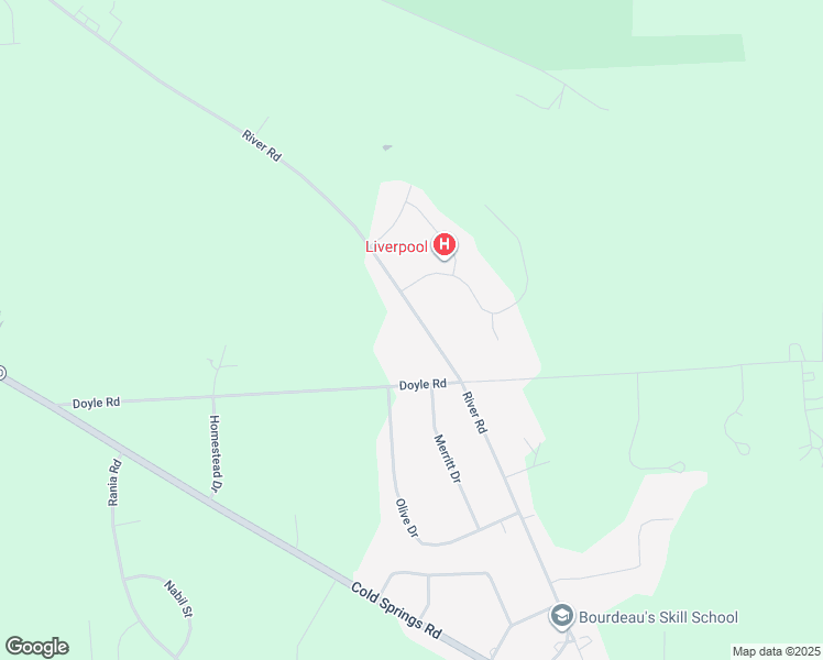 map of restaurants, bars, coffee shops, grocery stores, and more near 7685 River Road in Baldwinsville