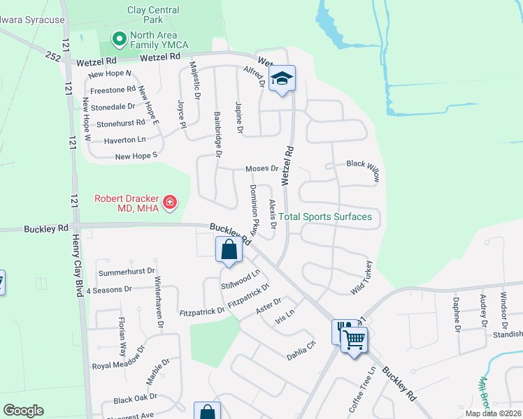 map of restaurants, bars, coffee shops, grocery stores, and more near 4975 Alexis Drive in Liverpool