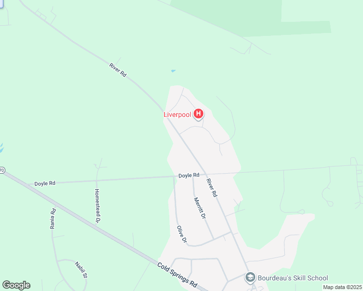 map of restaurants, bars, coffee shops, grocery stores, and more near 7685 River Road in Baldwinsville