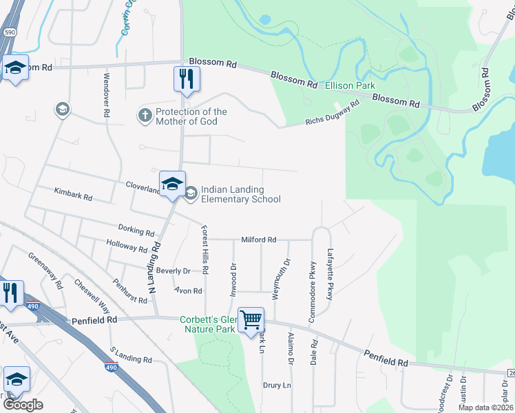 map of restaurants, bars, coffee shops, grocery stores, and more near 70 Burkedale Crescent in Rochester