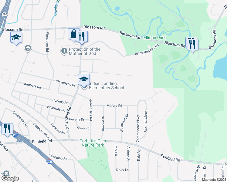 map of restaurants, bars, coffee shops, grocery stores, and more near 70 Burkedale Crescent in Rochester