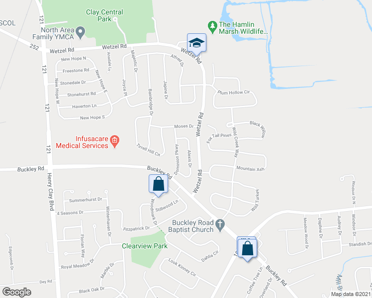 map of restaurants, bars, coffee shops, grocery stores, and more near 4975 Alexis Dr in Liverpool