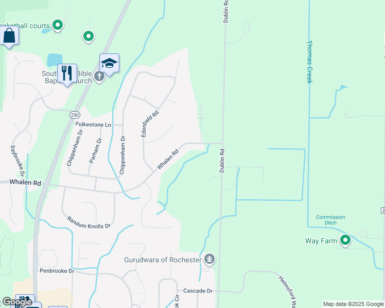 map of restaurants, bars, coffee shops, grocery stores, and more near 1407 Whalen Road in Penfield