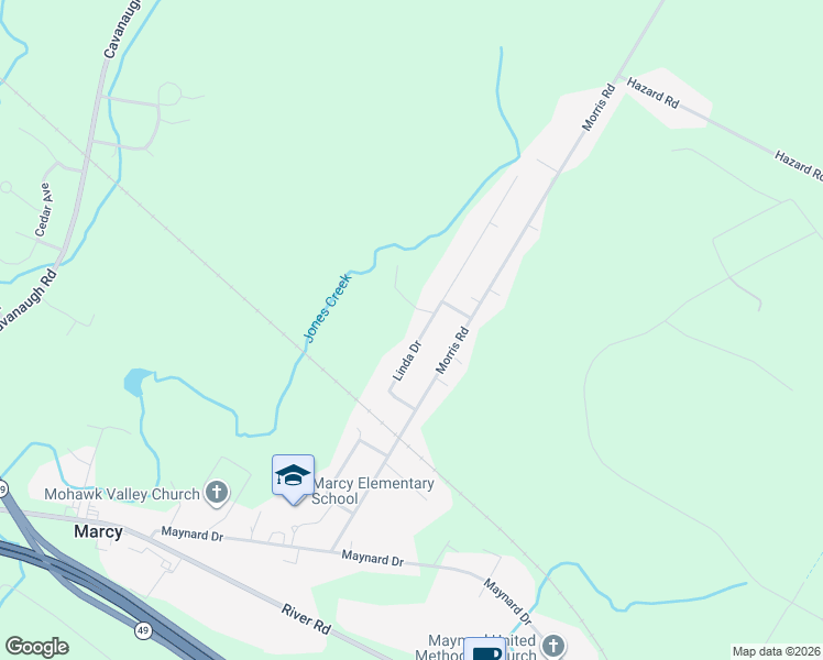 map of restaurants, bars, coffee shops, grocery stores, and more near 5785 Linda Drive in Marcy