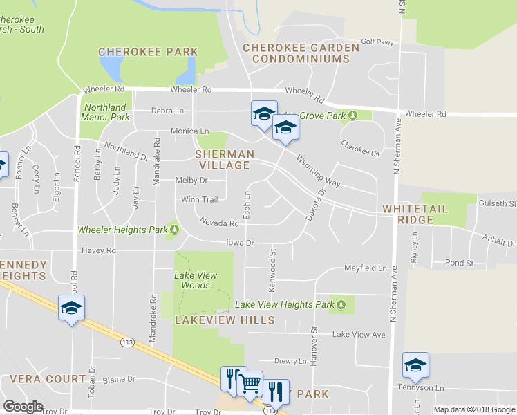 map of restaurants, bars, coffee shops, grocery stores, and more near 26 Arizona Circle in Madison