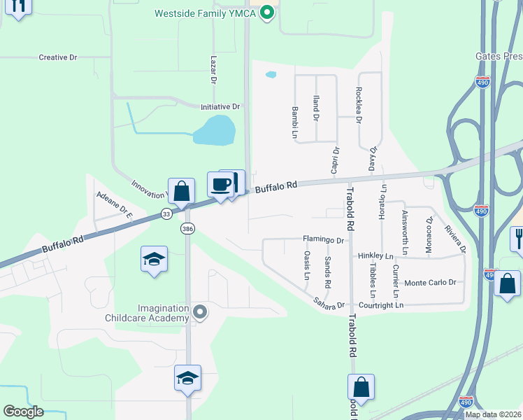 map of restaurants, bars, coffee shops, grocery stores, and more near 8 Sungrove Lane in Rochester