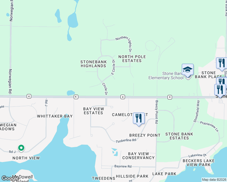 map of restaurants, bars, coffee shops, grocery stores, and more near N68W34296 Keats Circle in Oconomowoc