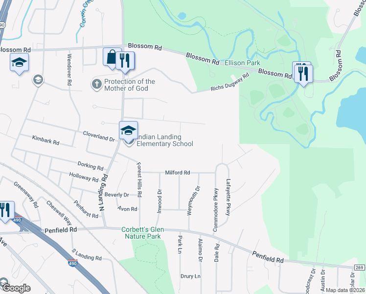 map of restaurants, bars, coffee shops, grocery stores, and more near 70 Burkedale Crescent in Rochester