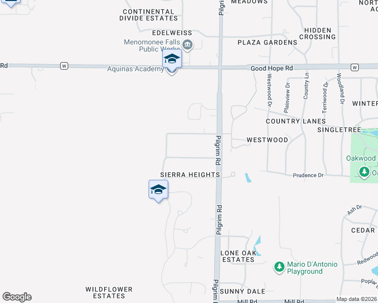 map of restaurants, bars, coffee shops, grocery stores, and more near N68W15796 Kathrn Avenue in Menomonee Falls