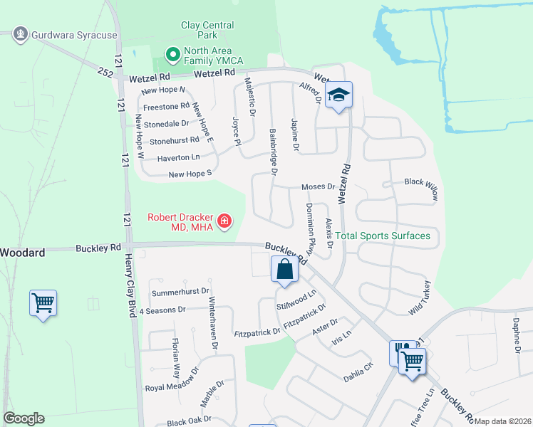 map of restaurants, bars, coffee shops, grocery stores, and more near 7750 Tirrell Hill Circle in Liverpool