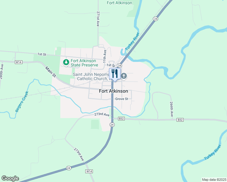 map of restaurants, bars, coffee shops, grocery stores, and more near in Fort Atkinson