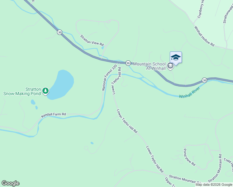 map of restaurants, bars, coffee shops, grocery stores, and more near 23 Lower Taylor Hill Road in Winhall