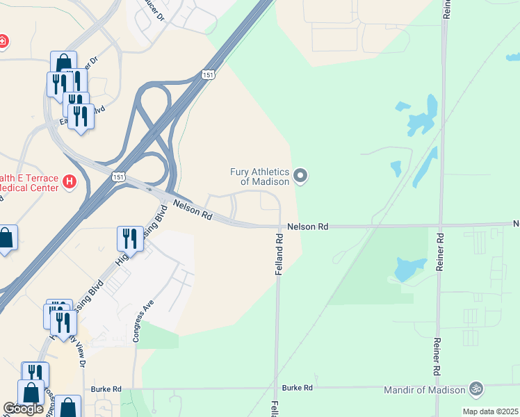 map of restaurants, bars, coffee shops, grocery stores, and more near 4034 Felland Road in Madison