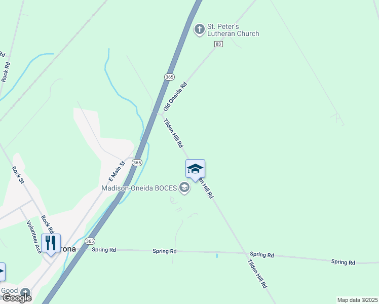 map of restaurants, bars, coffee shops, grocery stores, and more near 5830 Tilden Hill Road in Verona
