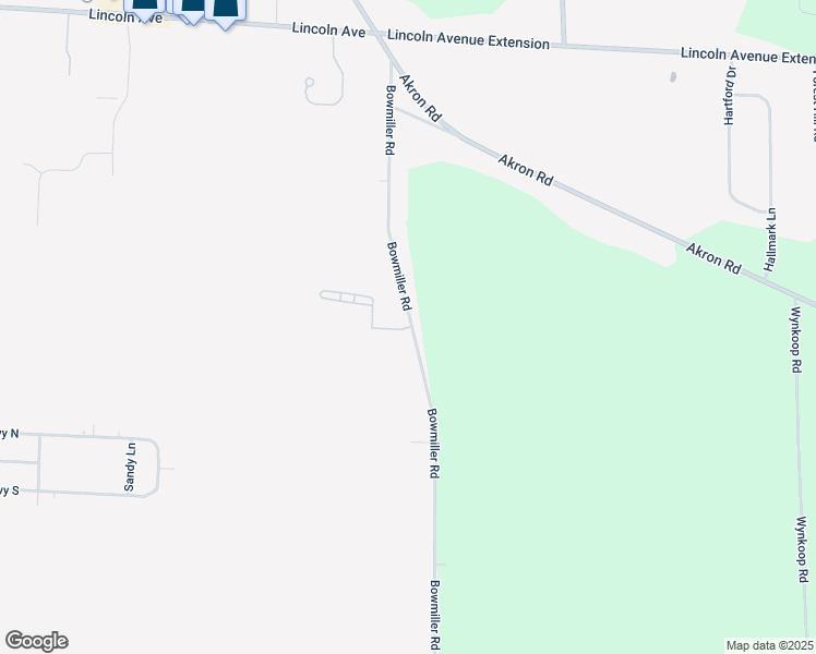 map of restaurants, bars, coffee shops, grocery stores, and more near 5726 Bowmiller Road in Lockport