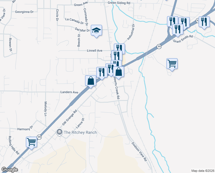 map of restaurants, bars, coffee shops, grocery stores, and more near in Douglas County