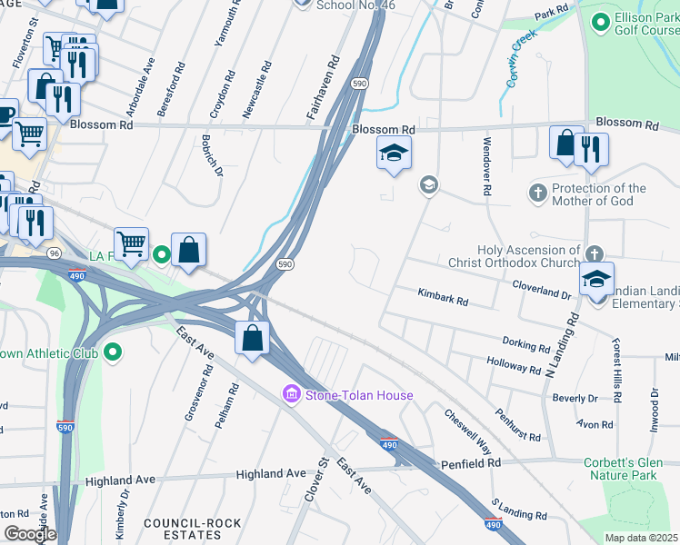 map of restaurants, bars, coffee shops, grocery stores, and more near 3 Paramount Lane in Brighton