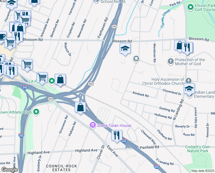map of restaurants, bars, coffee shops, grocery stores, and more near 3 Paramount Lane in Brighton