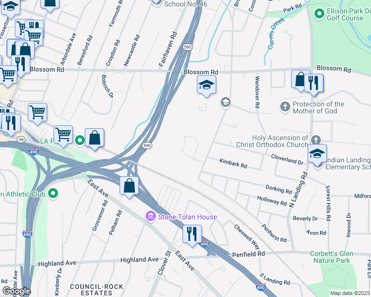 map of restaurants, bars, coffee shops, grocery stores, and more near 3 Paramount Lane in Brighton