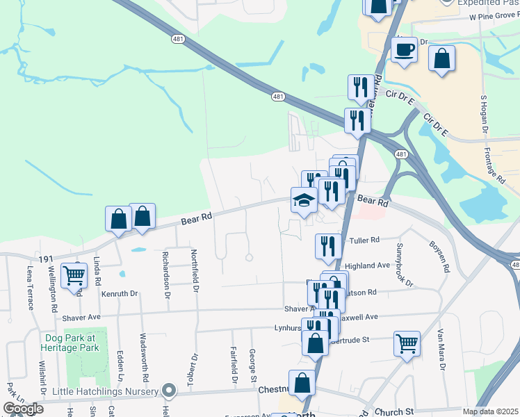 map of restaurants, bars, coffee shops, grocery stores, and more near in Onondaga County