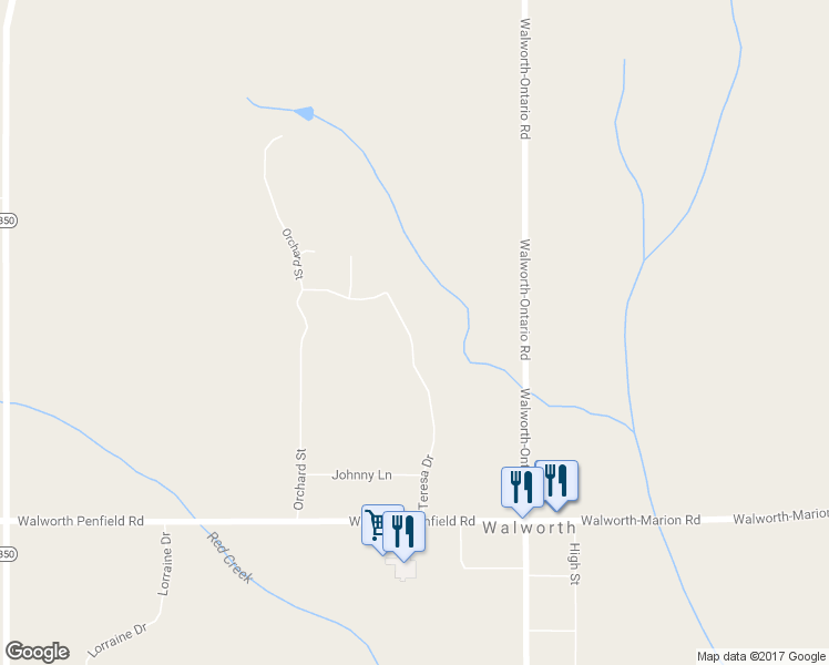 map of restaurants, bars, coffee shops, grocery stores, and more near 3888 Teresa Drive in Walworth
