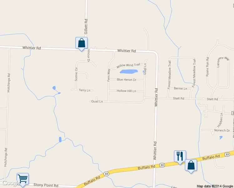 map of restaurants, bars, coffee shops, grocery stores, and more near 39 Hollow Hill Lane in Rochester
