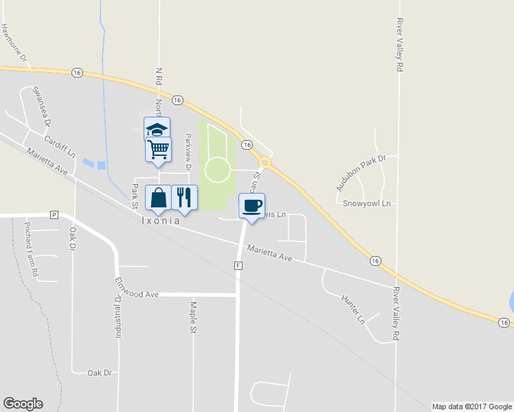 map of restaurants, bars, coffee shops, grocery stores, and more near W1178 Lewis Lane in Ixonia