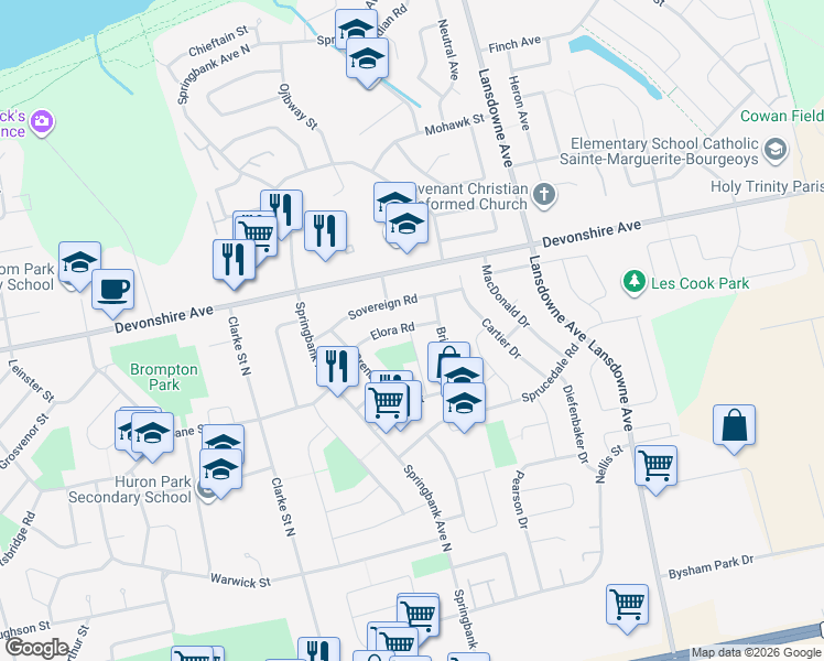 map of restaurants, bars, coffee shops, grocery stores, and more near 310 Ferncrest Road in Woodstock