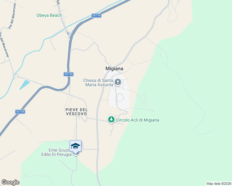 map of restaurants, bars, coffee shops, grocery stores, and more near 12 Via Gian Battista Vico in Migiana