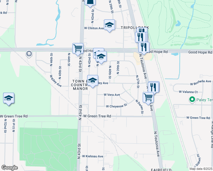 map of restaurants, bars, coffee shops, grocery stores, and more near 4015 West Kiley Avenue in Milwaukee