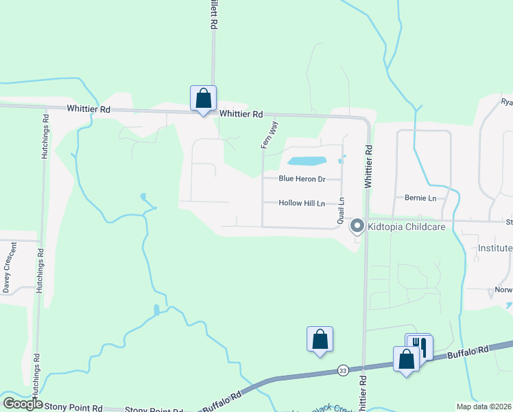 map of restaurants, bars, coffee shops, grocery stores, and more near 3 Fern Way in Rochester