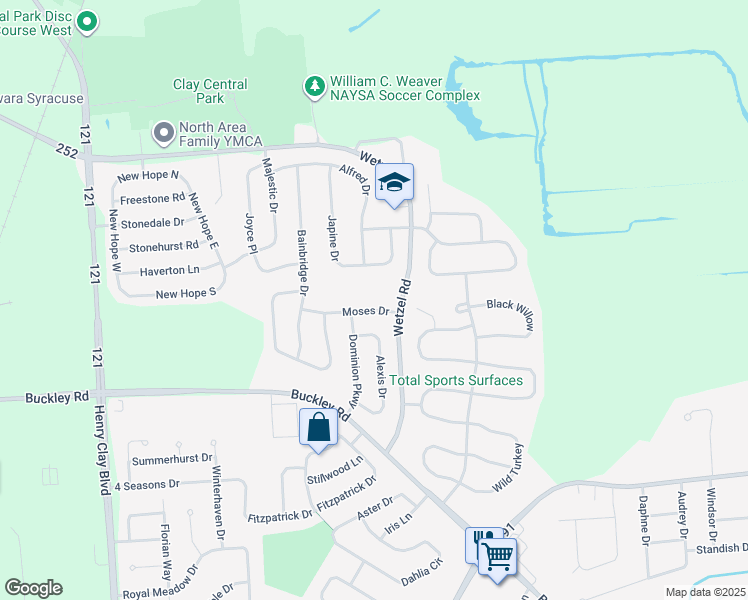 map of restaurants, bars, coffee shops, grocery stores, and more near 4991 Moses Dr in Liverpool