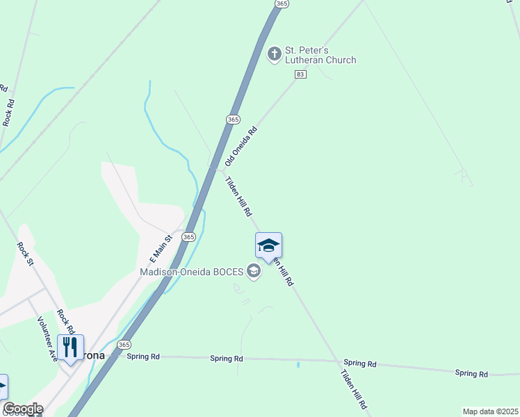 map of restaurants, bars, coffee shops, grocery stores, and more near 5830 Tilden Hill Road in Verona