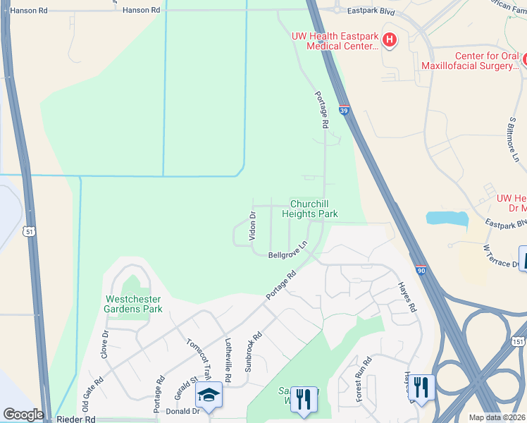 map of restaurants, bars, coffee shops, grocery stores, and more near 4141 Grayhawk Trail in Madison