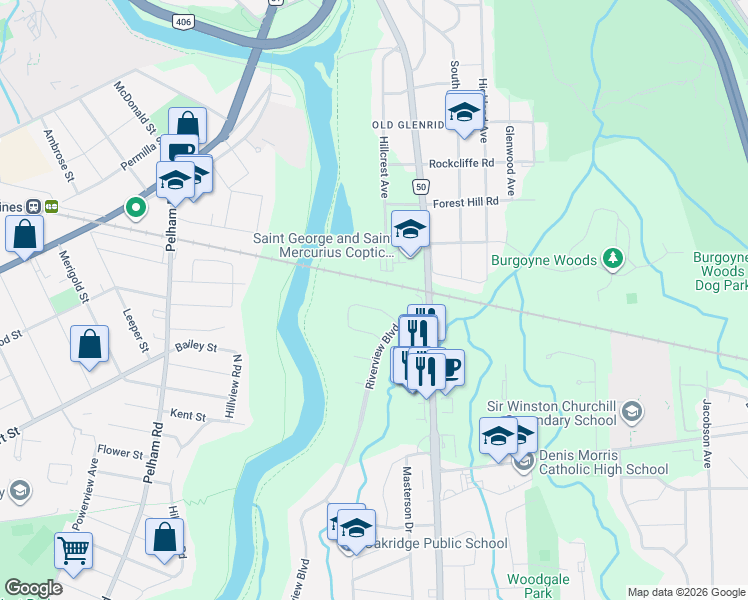 map of restaurants, bars, coffee shops, grocery stores, and more near in St. Catharines