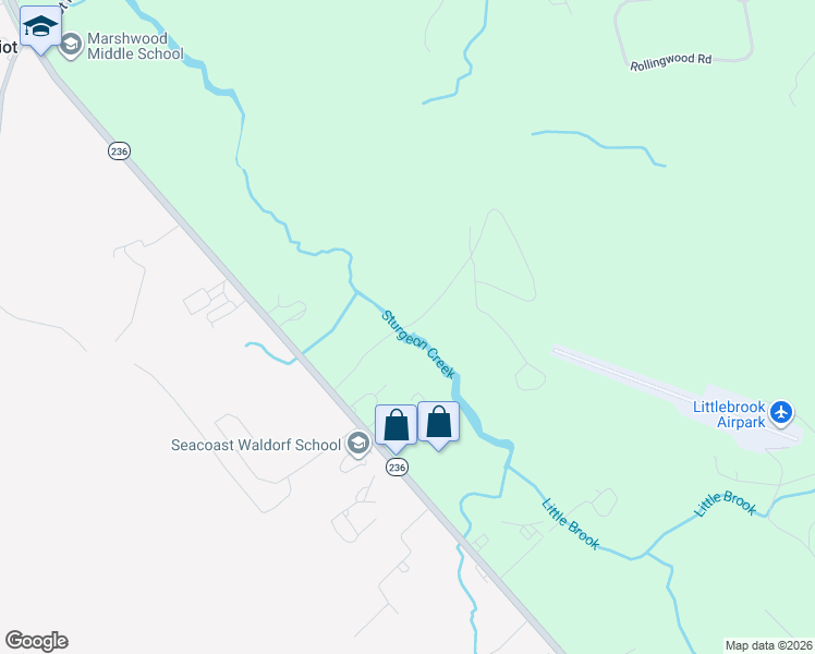 map of restaurants, bars, coffee shops, grocery stores, and more near Arc Road in Eliot