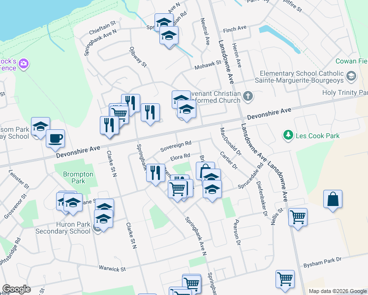 map of restaurants, bars, coffee shops, grocery stores, and more near 310 Ferncrest Road in Woodstock