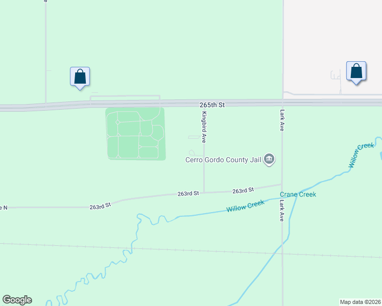 map of restaurants, bars, coffee shops, grocery stores, and more near 17396 Kingbird Avenue in Mason City