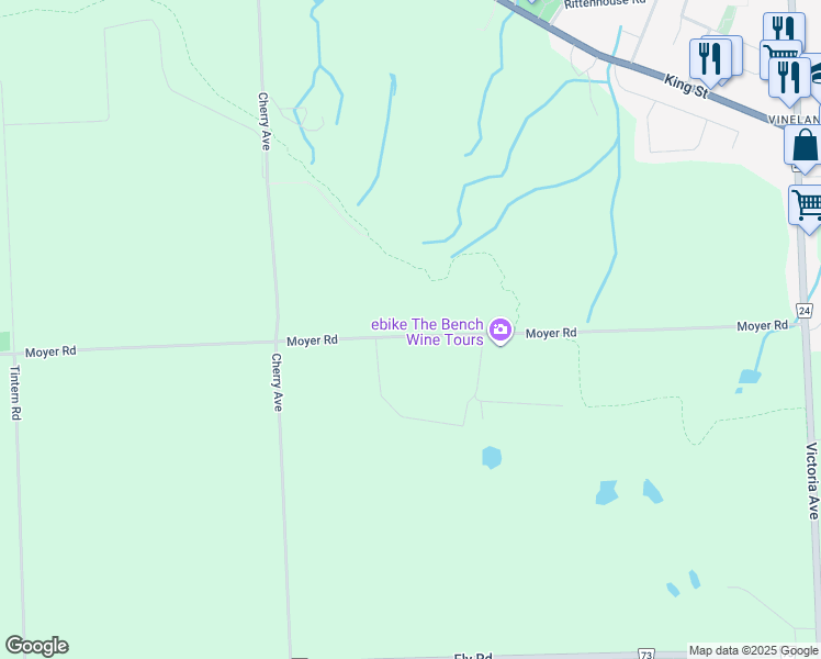 map of restaurants, bars, coffee shops, grocery stores, and more near 3695 Moyer Road in Lincoln