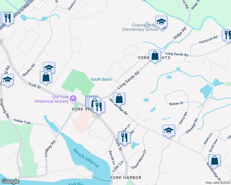 map of restaurants, bars, coffee shops, grocery stores, and more near 8c Avon Avenue in York