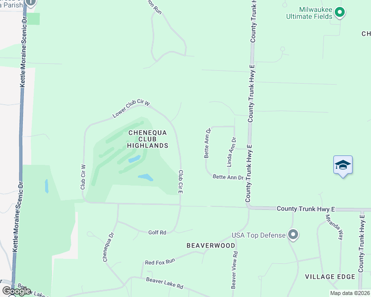 map of restaurants, bars, coffee shops, grocery stores, and more near W308N7018 Club Circle East in Hartland