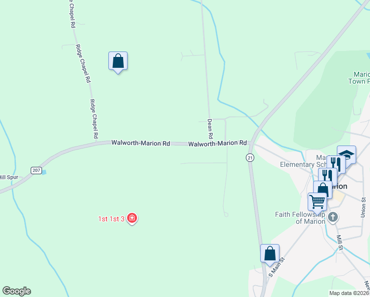 map of restaurants, bars, coffee shops, grocery stores, and more near 3746 Walworth Road in Marion