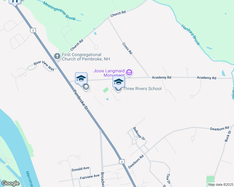 map of restaurants, bars, coffee shops, grocery stores, and more near 243 Academy Road in Suncook