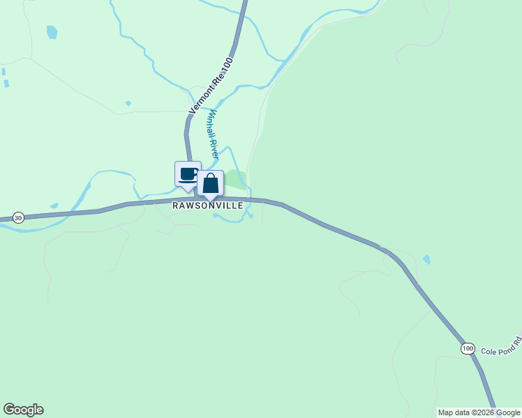 map of restaurants, bars, coffee shops, grocery stores, and more near 8599 Vermont Route 100 in Jamaica