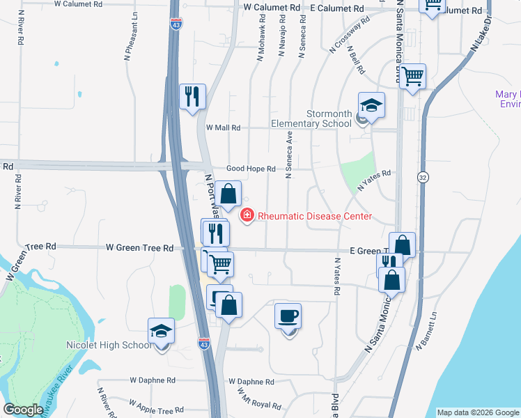 map of restaurants, bars, coffee shops, grocery stores, and more near 7121 North Navajo Avenue in Glendale