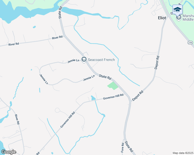 map of restaurants, bars, coffee shops, grocery stores, and more near 1728 State Road in Eliot